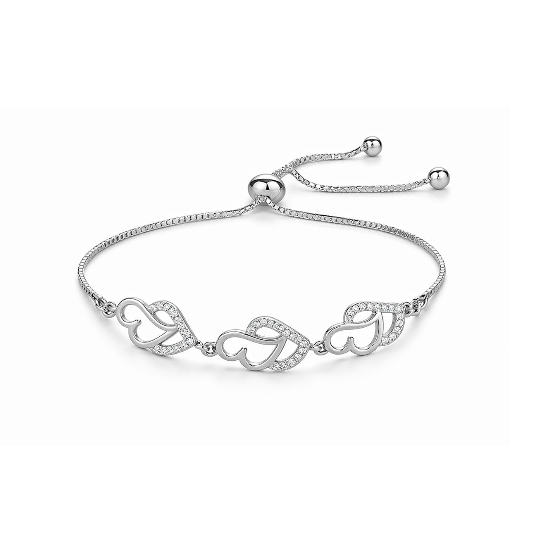 Silver Heart Link Adjustable Bracelet