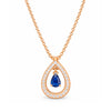 Nilu's Collection Rose Gold Plated Blue Stone Pendant Necklace with American Diamonds For Women And Girls | Anti-Tarnish |nAnti-Allergy|Office Wear| Gift For Her