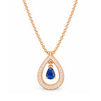 Nilu's Collection Rose Gold Plated Blue Stone Pendant Necklace with American Diamonds For Women And Girls | Anti-Tarnish |nAnti-Allergy|Office Wear| Gift For Her