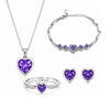 Silver Purple Heart Jewelry Set