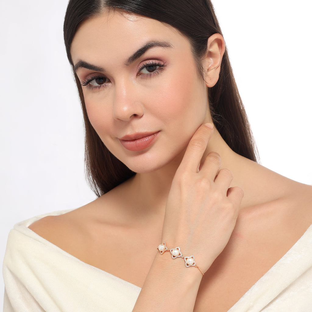 Rose Gold Plated Pearl Bracelet