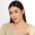 Rose Gold Square Floral Design Necklace Set