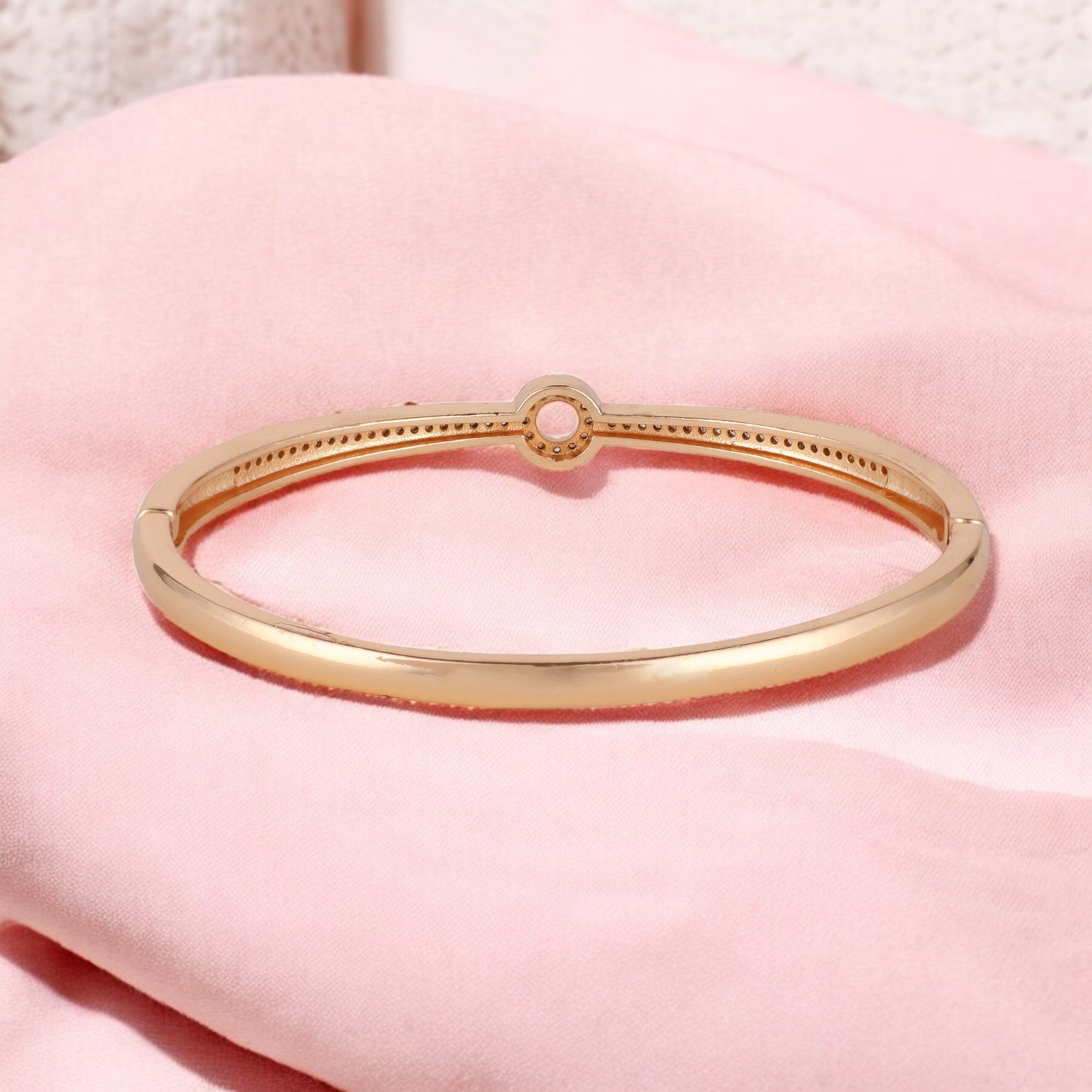 Rose Gold kada  with Sparkling Round Motif with  Sleek & Stylish for women & girls  |Office Wear |  Minimalist Appeal