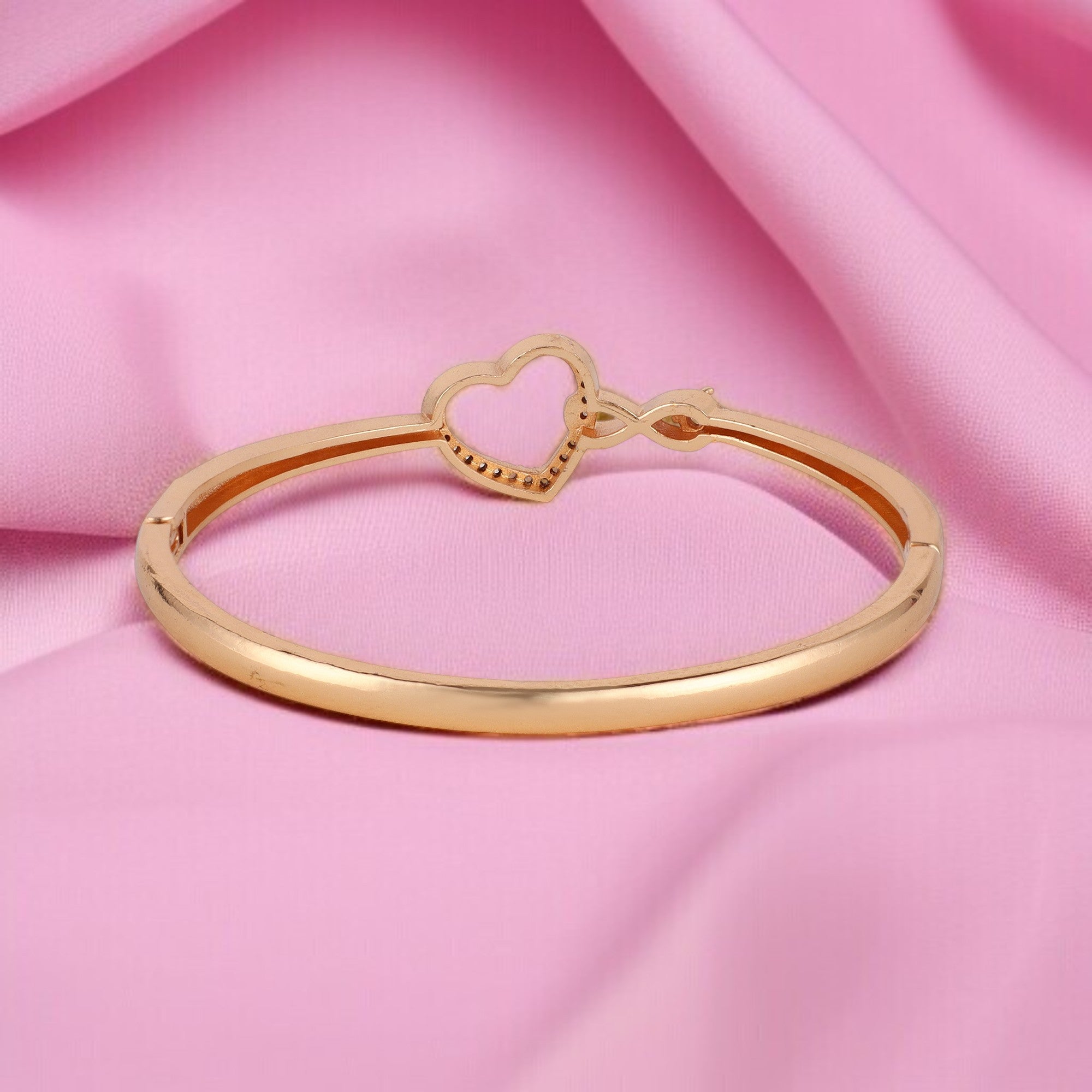 Rose Gold Infinity Heart Shape kada with Love Bracelet for Women & girls | Sleek Finish |Office Wear |  Minimalist Appeal