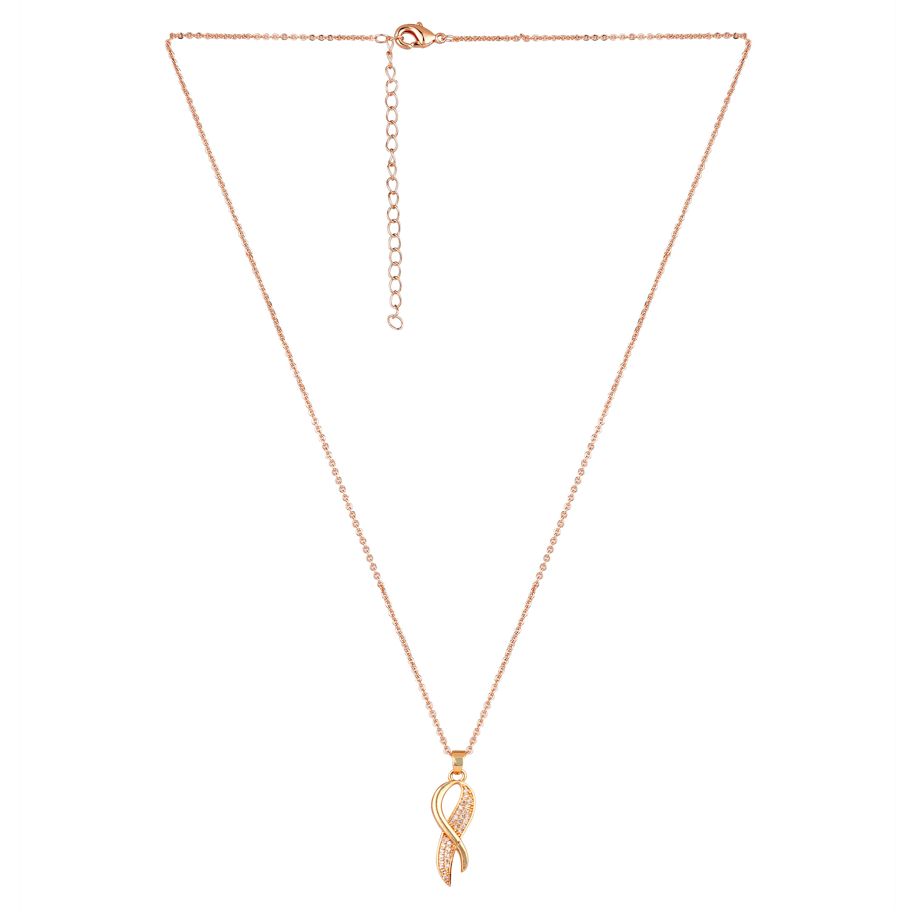 Rose Gold Plated Twist Pendant Necklace and Earrings Set for Women & Girls