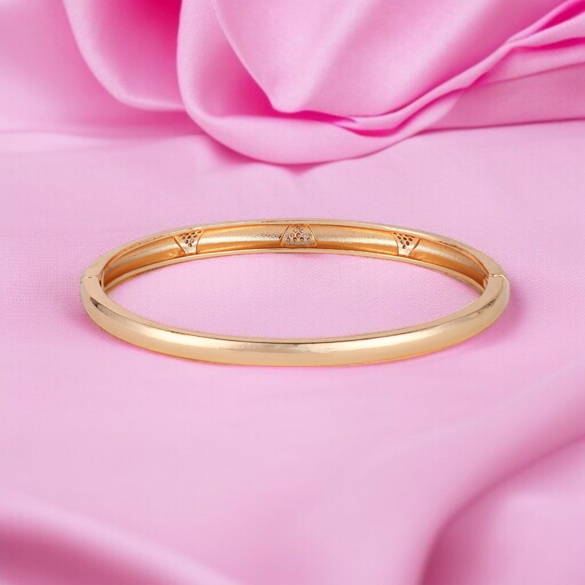 Elegant  Rose Gold-Plated American Diamond Contemporary Brass Kada  Bracelets For Women & girls  | Sleek Finish |Office Wear |Minimalist Appeal