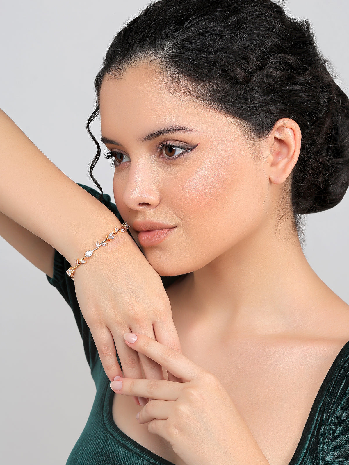 Rose Gold Plated Tulip Floral Bracelet | Bracelet Size :2.4-2.6 |