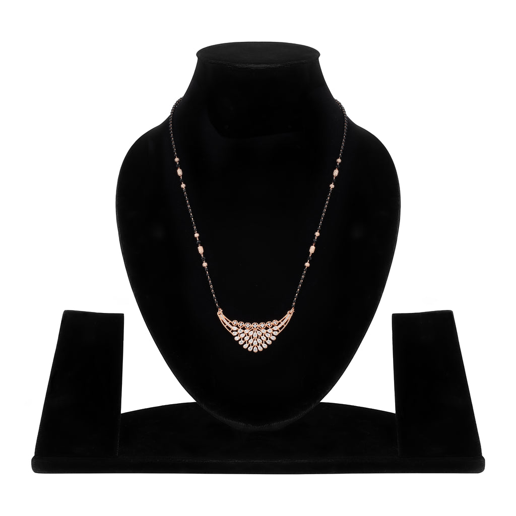 Rose Gold Plated AD Black Beads Mangalsutra