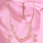 Rose Gold Sleek Oval Statement Necklace Set