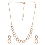 Rose Gold Sleek Oval Statement Necklace Set