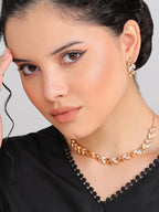 Rose Gold Plated Leaf Design Necklace Set