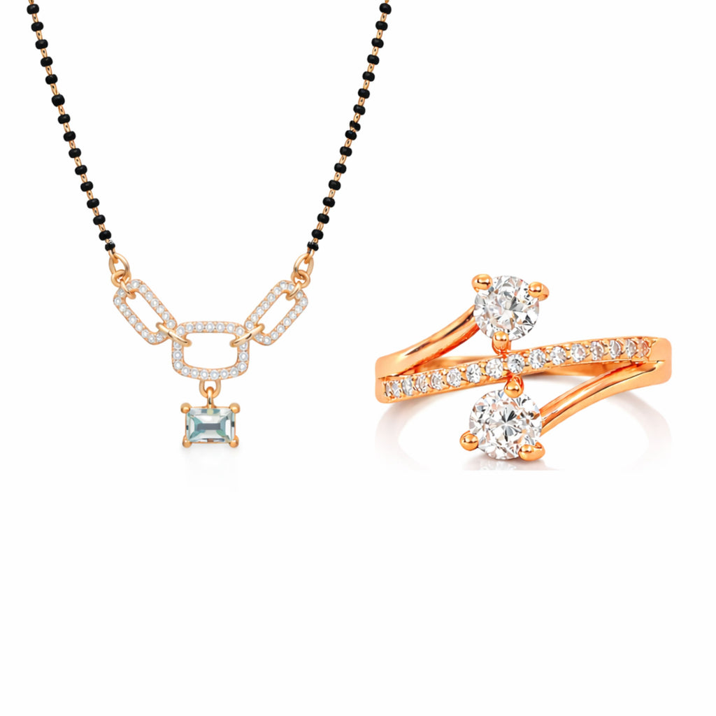 Rose Gold Link Mangalsutra & Ring Set
