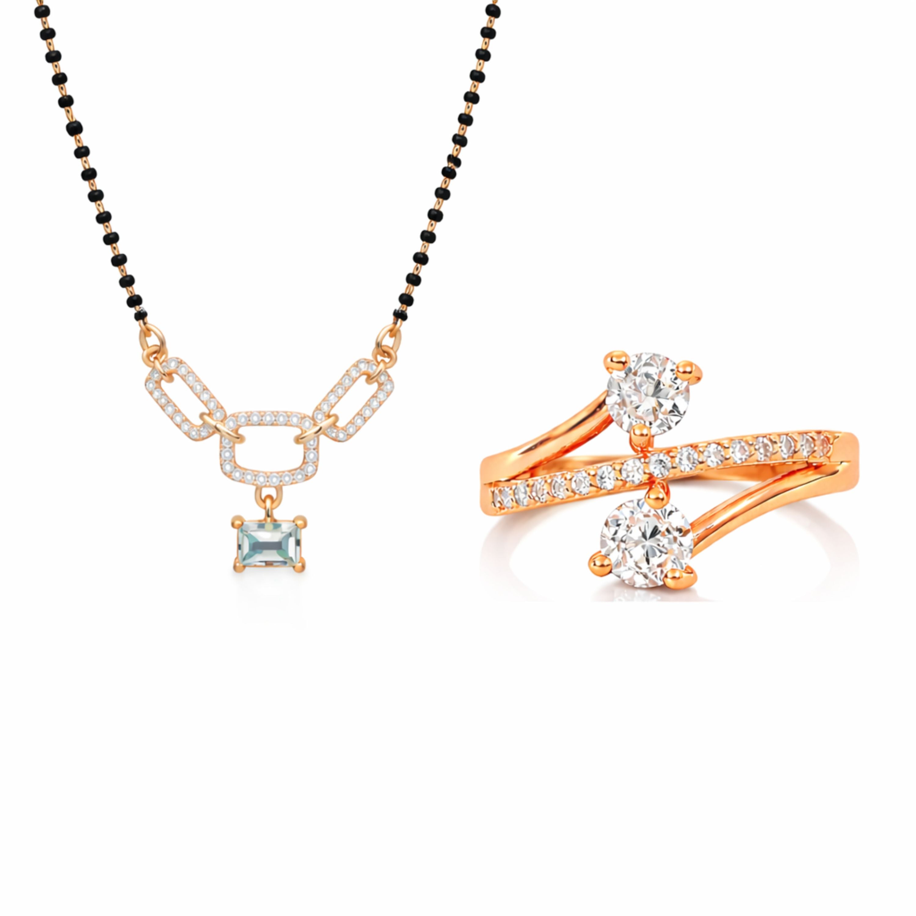 Rose Gold Link Mangalsutra & Ring Set