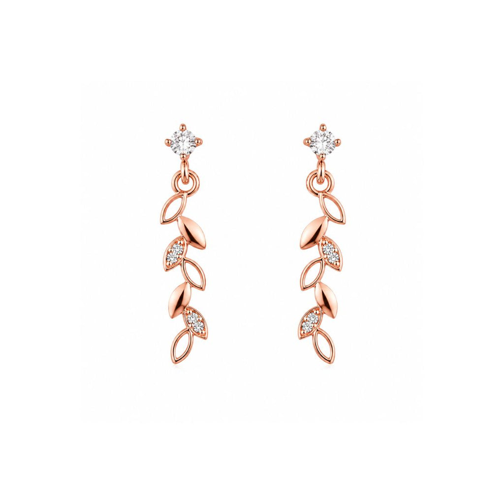 Rose Gold Leaf Drop Earrings