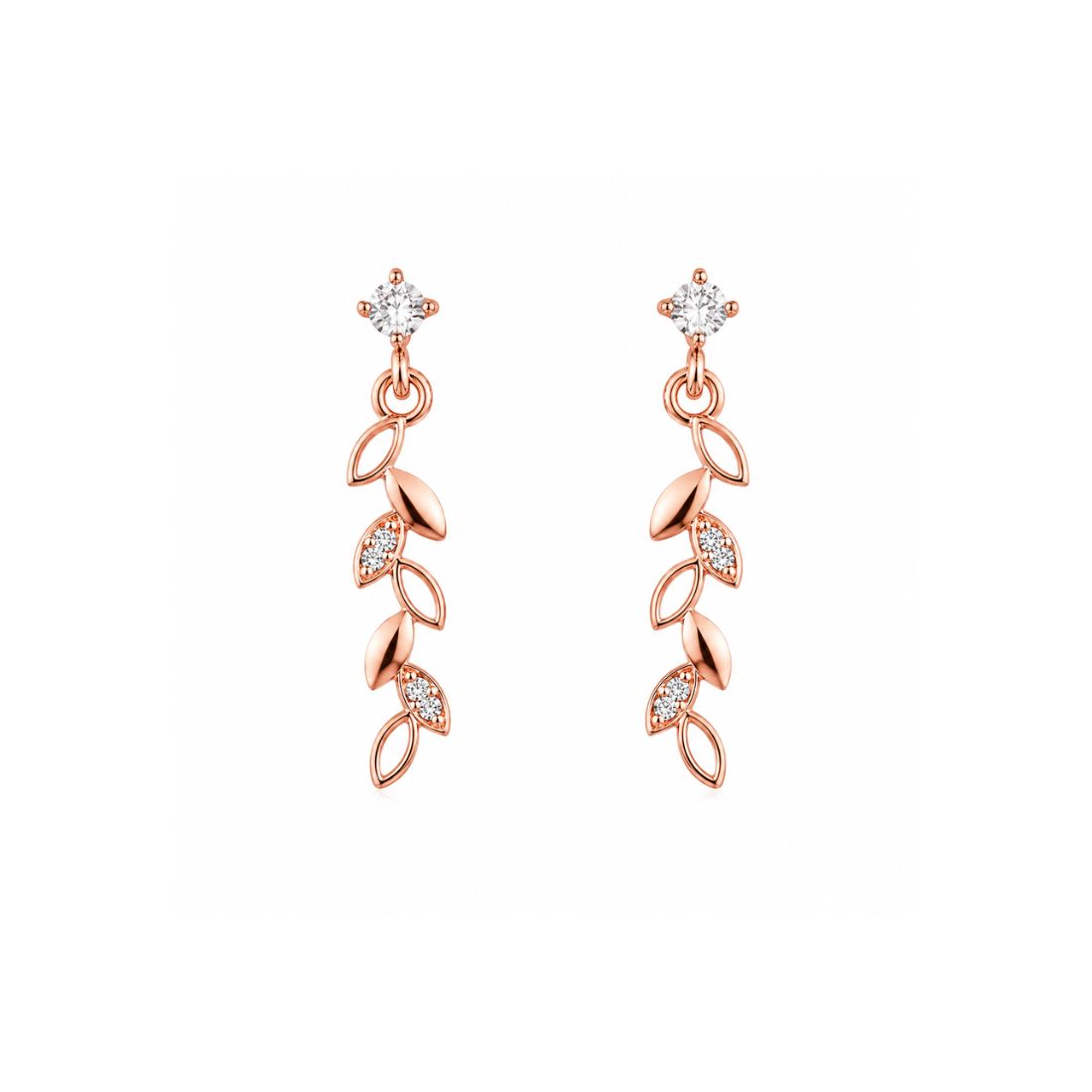 Rose Gold Leaf Drop Earrings