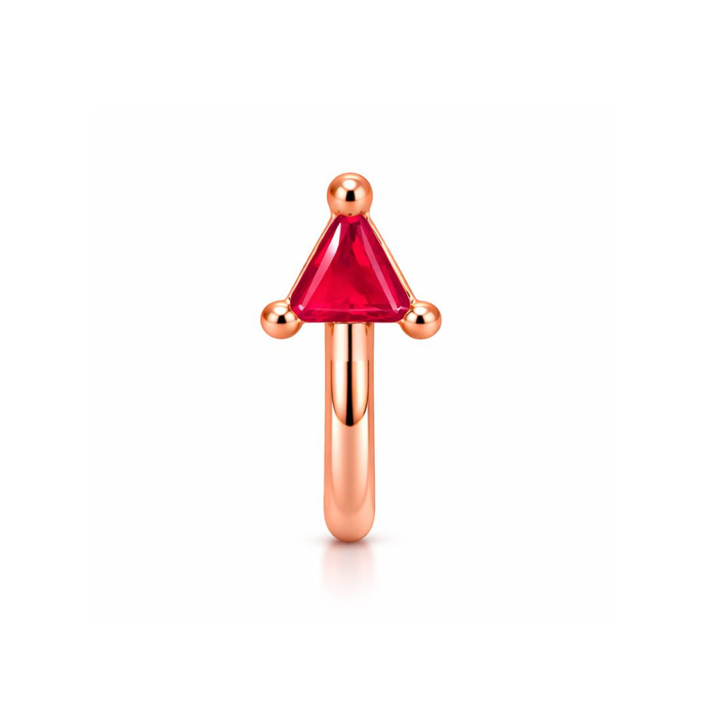 Rose Gold Plated Red Triangle Crystal Non-Piercing Nose Pin