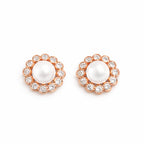 Nilu's Collection Rose Gold Plated Stud Earrings For Women And Girls