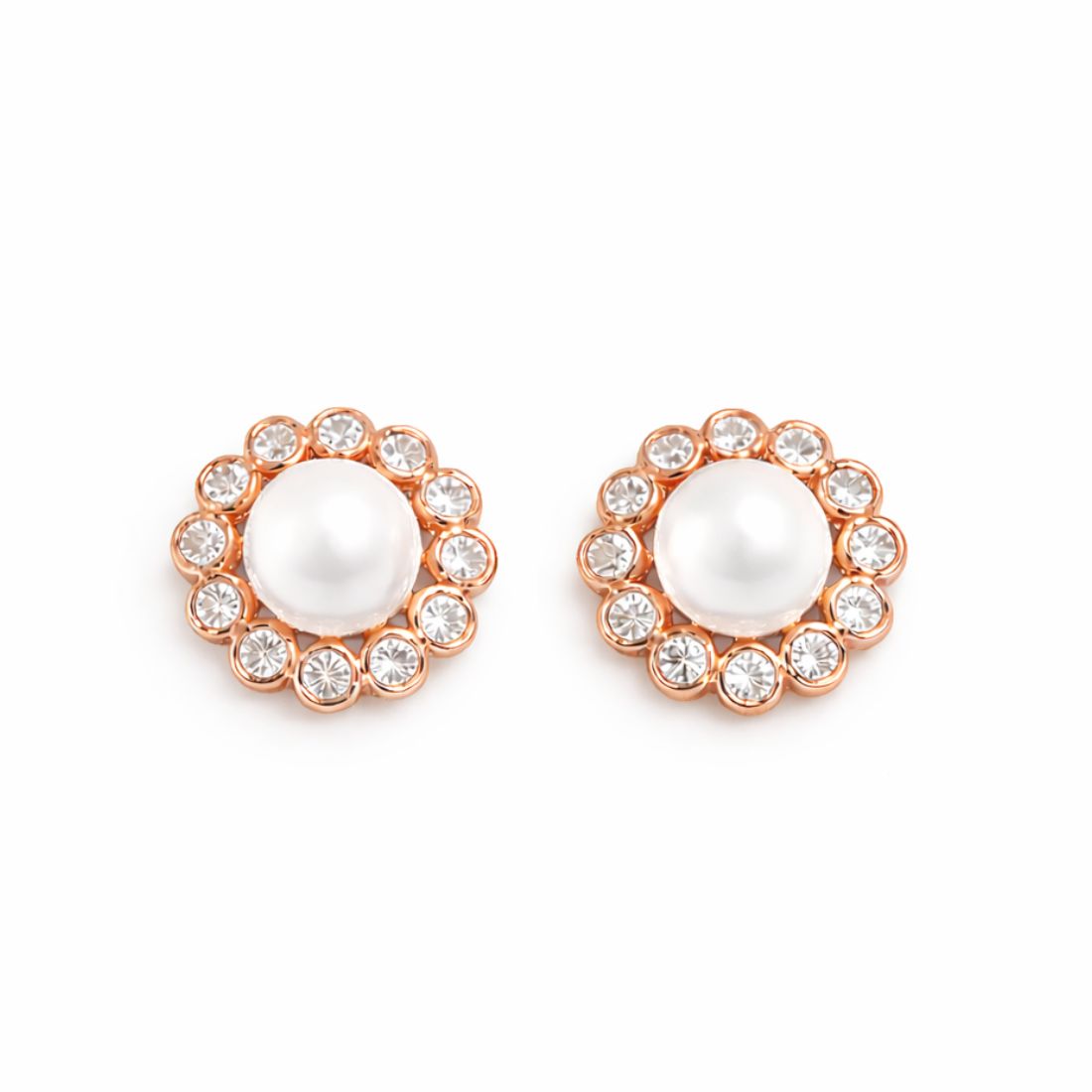 Nilu's Collection Rose Gold Plated Stud Earrings For Women And Girls