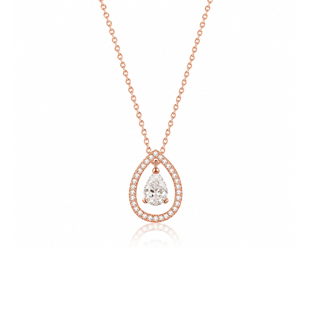 Rose Gold Plated White Cubic Zirconia Studded Pendant for Women