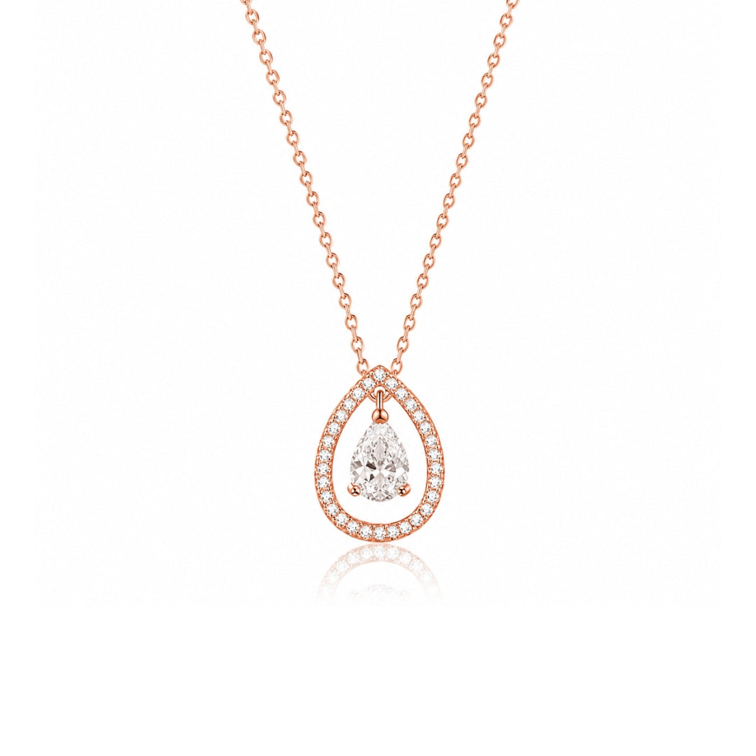 Rose Gold Plated White Cubic Zirconia Studded Pendant for Women