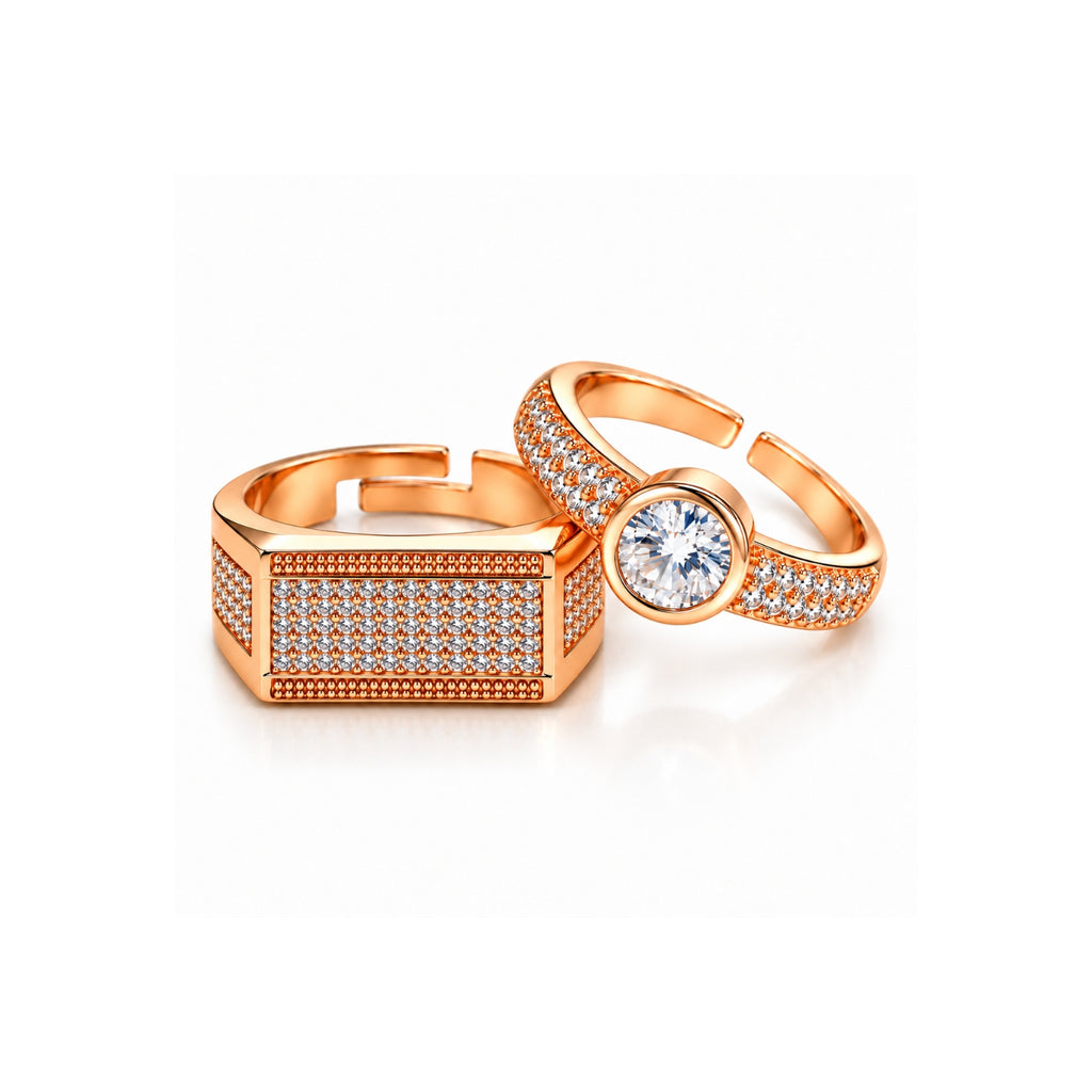 Rose Gold Solitaire Couple Rings for Men & Women