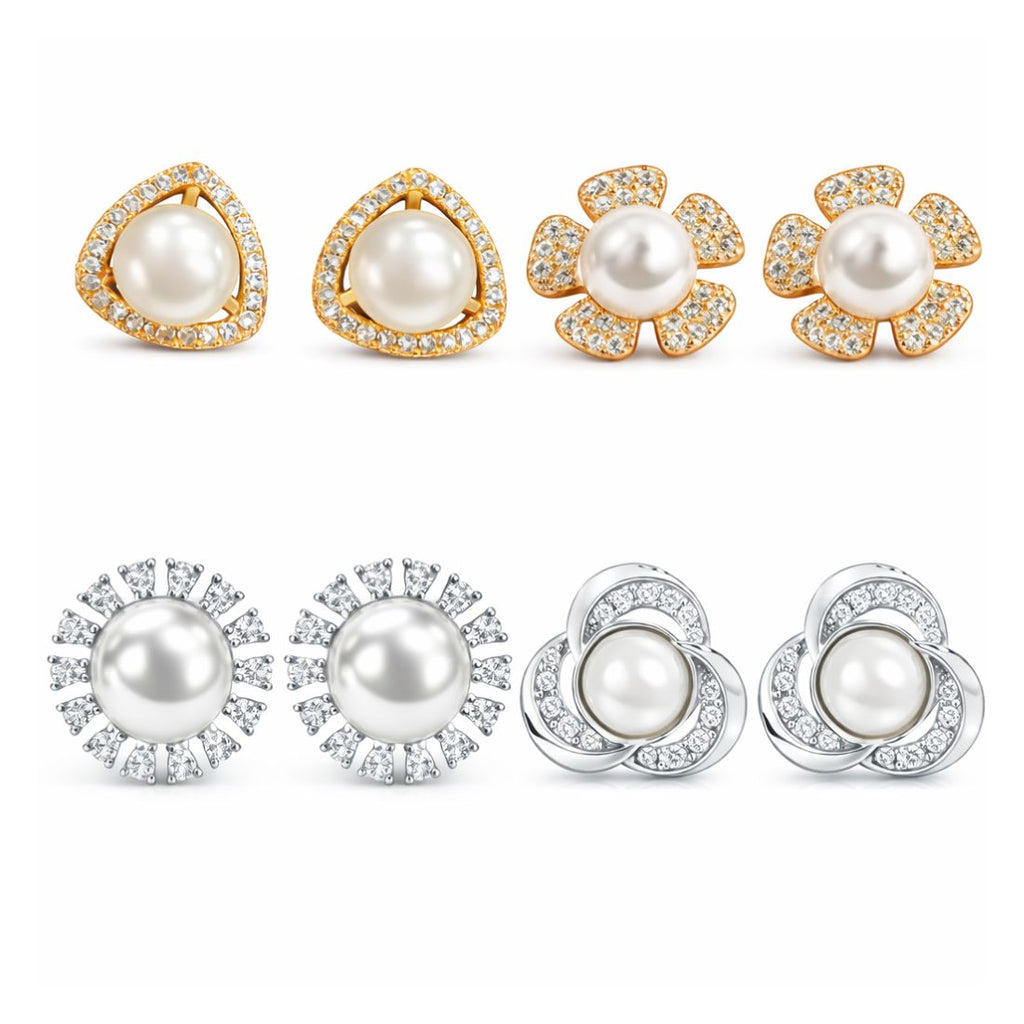 Rose Gold And Silver Plated Earrings Set