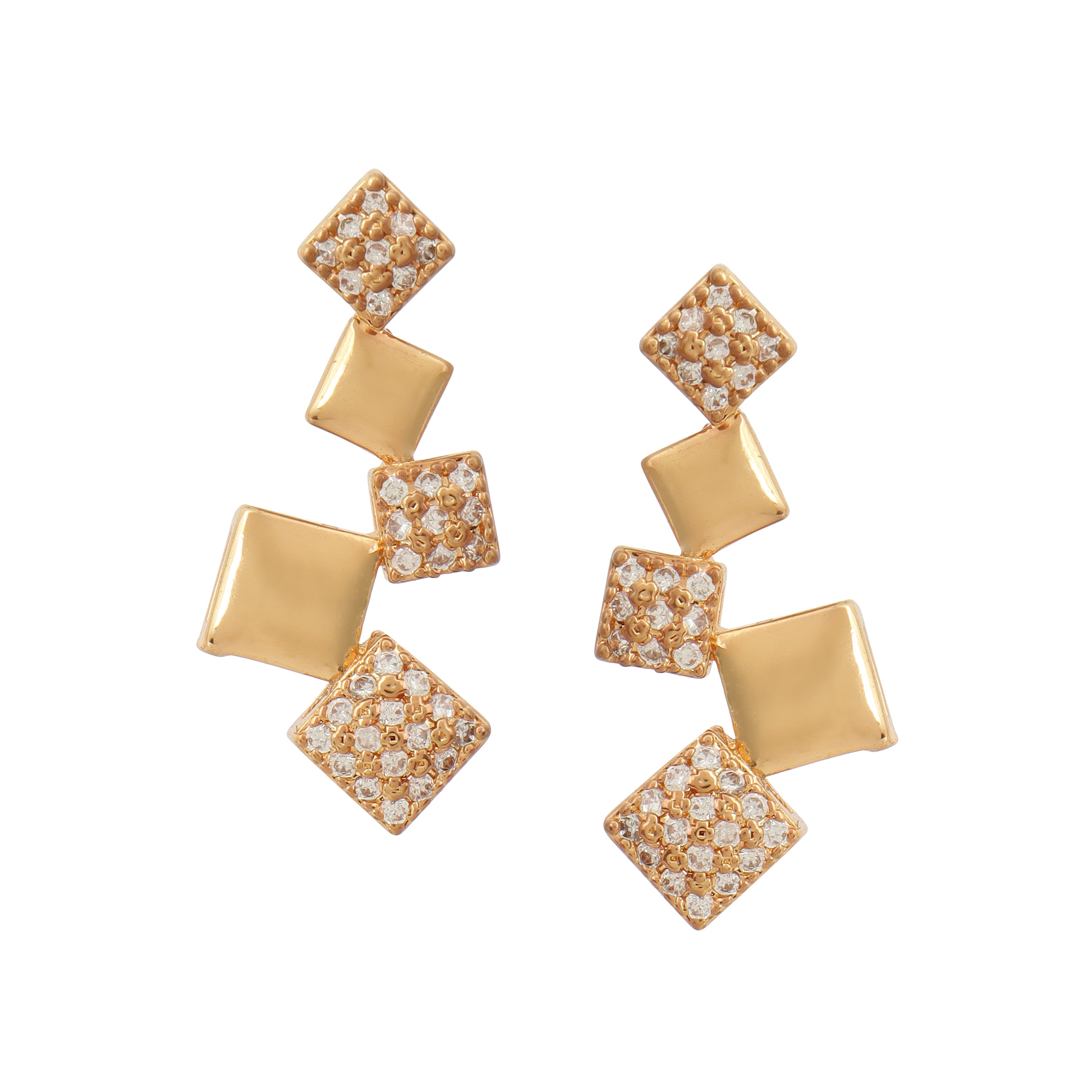 Rose Gold Plated Cubic Necklace Set with Earrings | American Diamond for Women & Girl | Gift For her