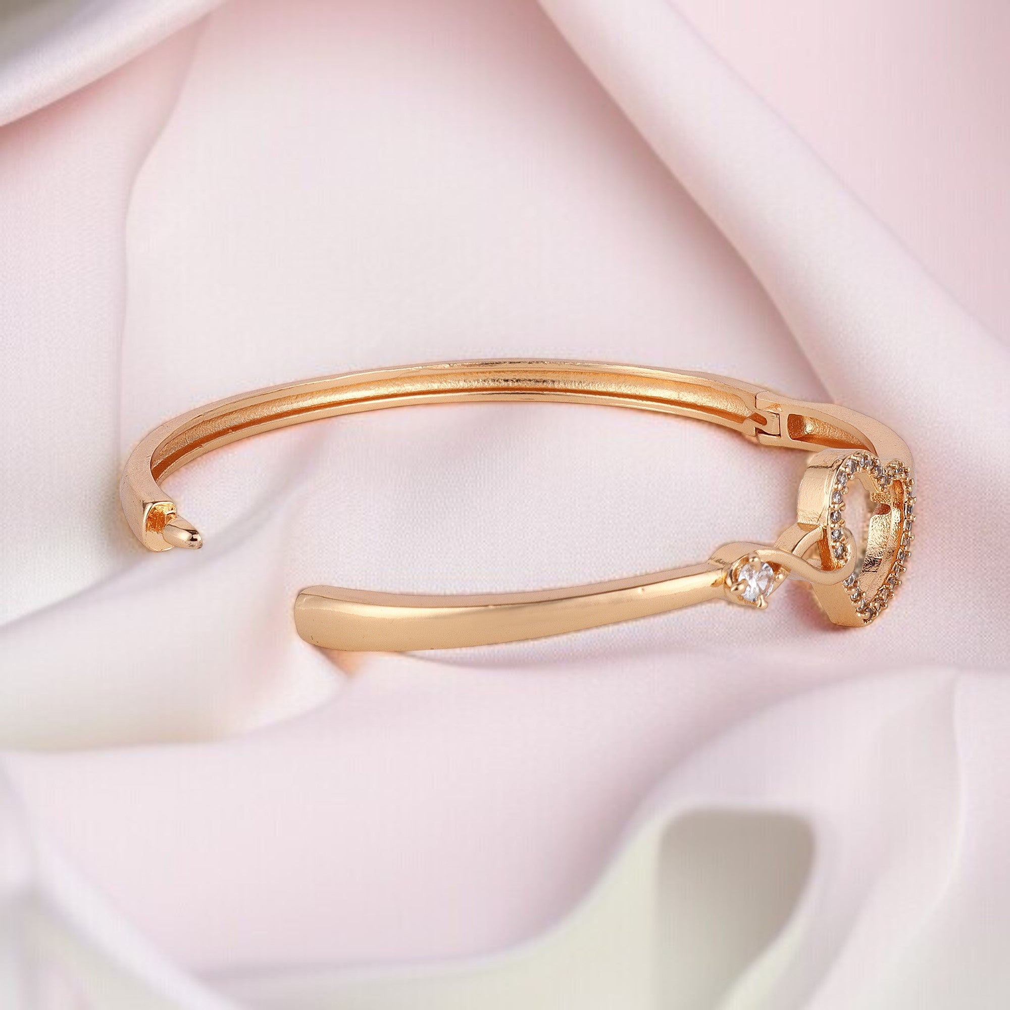 Rose Gold Infinity Heart Shape kada with Love Bracelet for Women & girls | Sleek Finish |Office Wear |  Minimalist Appeal