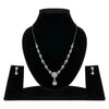Stylish Silver Plated American Diamond Chain Pendent Necklace & Earrings Set for Women & Girls, Luxury AD Pendant Gift Set for Women, Girls