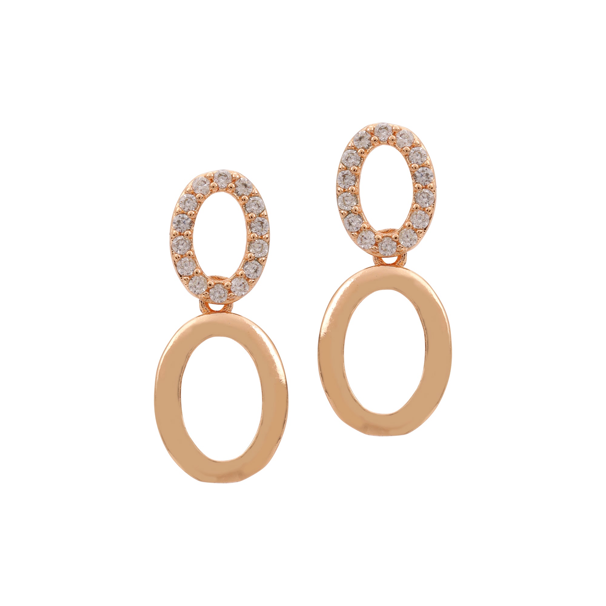 Rose Gold Plated AD Stone Necklace And Pair Of Earrings for Women | Special Ocassion, Wedding, Dating | Anti Tarnish | Anti Allergy | Necklace and Earring Set | Gift for Her