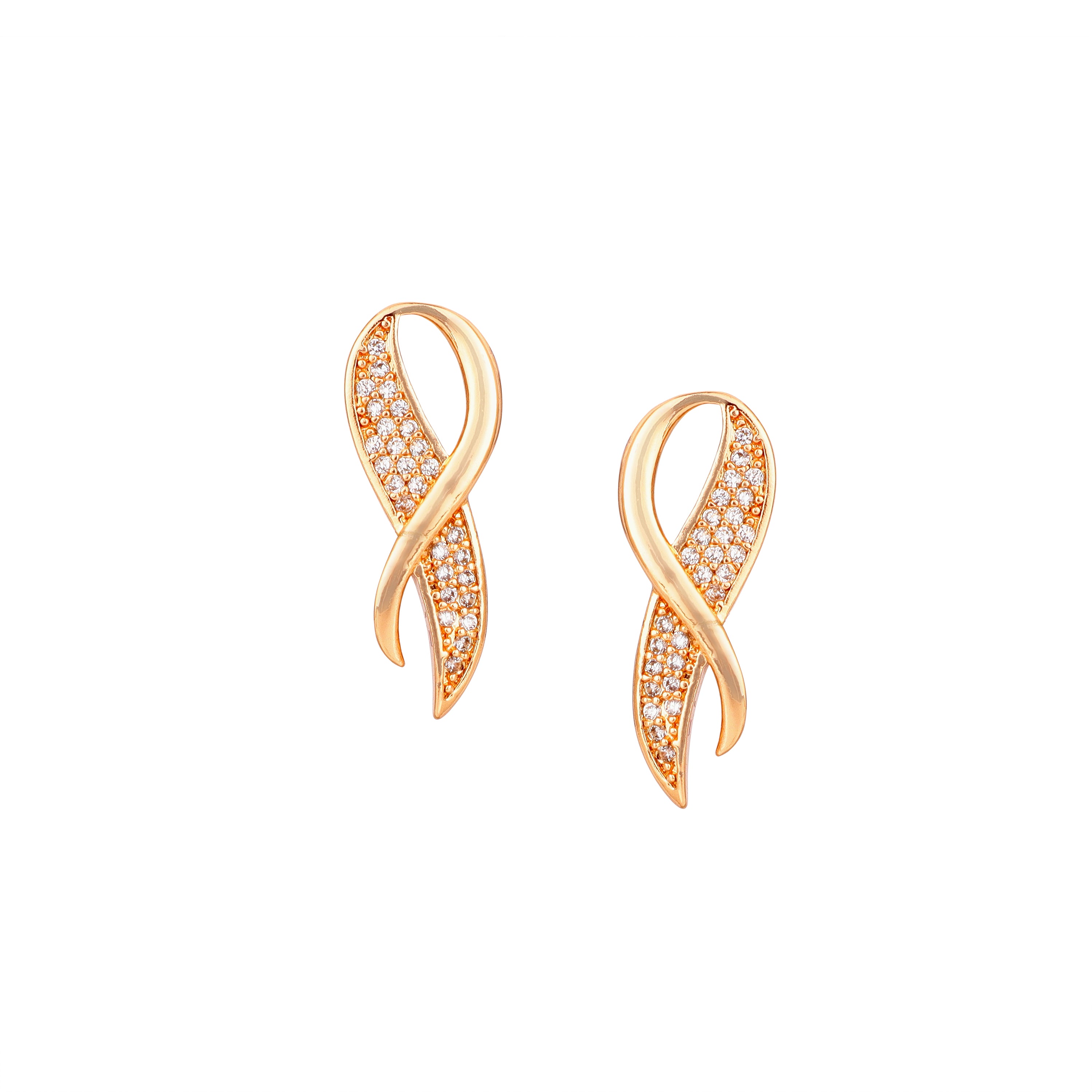 Rose Gold Plated Twist Pendant Necklace and Earrings Set for Women & Girls