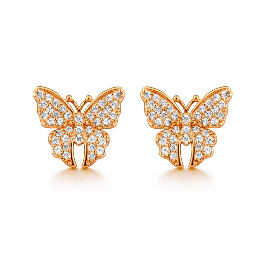 Rose Gold Butterfly Stud Earrings