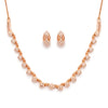 Nilu's Collection Rose Gold Plated American Diamond Square Floral Design Necklace Set with Matching Earrings For Women And Girls