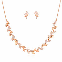Rose Gold Plated Leaf Design Necklace Set