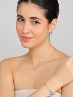 Gift Silver Plated Jewelry Set for Women – Necklace, Earrings & Bracelet| Elegant Gift Box for Weddings, Parties & Anniversaries