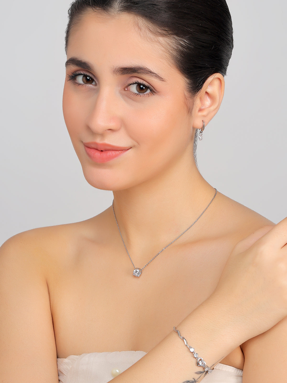 Gift Silver Plated Jewelry Set for Women – Necklace, Earrings & Bracelet| Elegant Gift Box for Weddings, Parties & Anniversaries