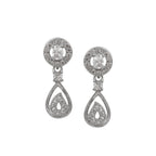 Stylish Silver Plated American Diamond Chain Pendent Necklace & Earrings Set for Women & Girls, Luxury AD Pendant Gift Set for Women, Girls