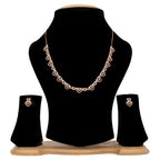 Rose Gold Plated AD Stone Necklace And Pair Of Earrings for Women | Special Occasions, Wedding, Engagement, Dating | Anti Tarnish | Gift for Her | Long Lasting Shine