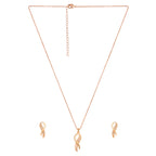 Rose Gold Plated Twist Pendant Necklace and Earrings Set for Women & Girls