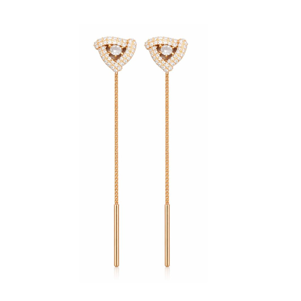 Rose Gold Plated Sui Dhaga Dangle Earrings