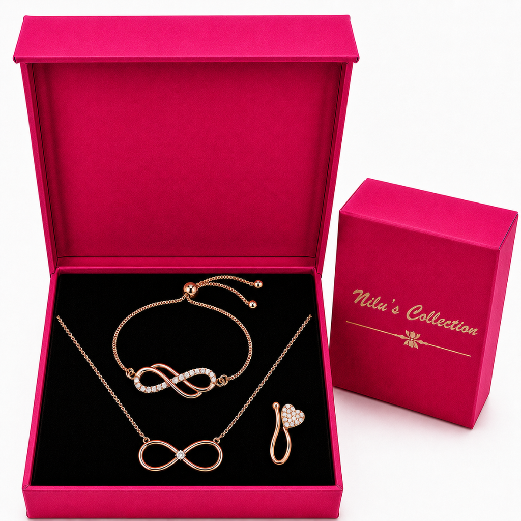 Rose Gold Infinity Jewelry Gift Set for Women
