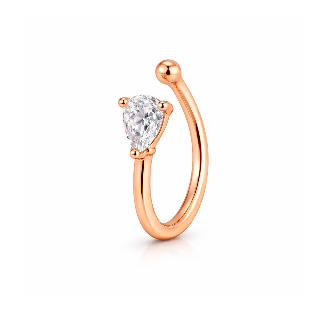 Rose Gold Teardrop Shape Non Piercing Nose Pin