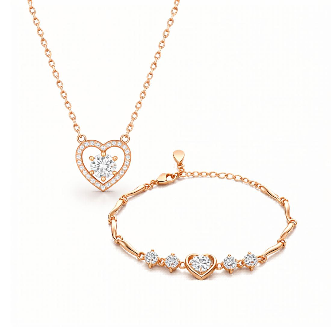 Rose Gold Pendant With Bracelet For Women
