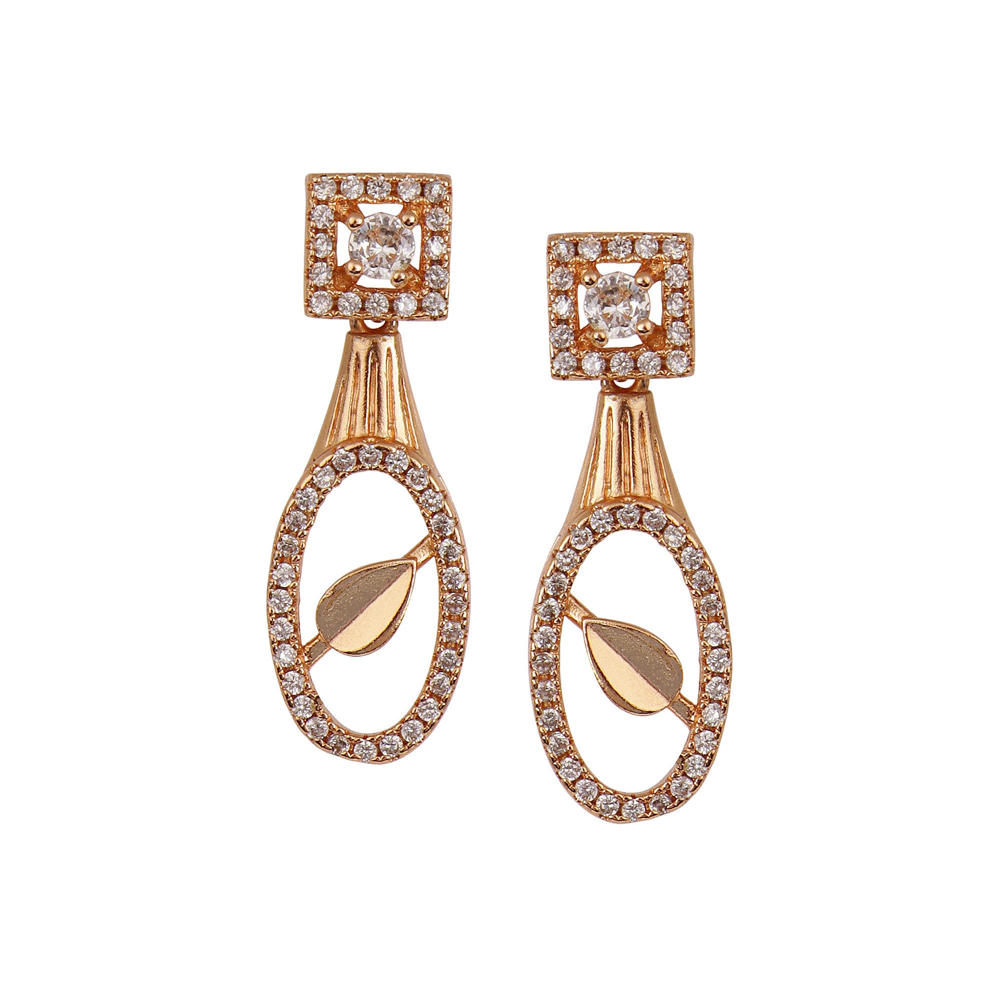 Nilu's Collection Rose Gold Plated Necklace Set with American Diamond for Women and Girls | Lightweight & Adjustable Design | Anti-Tarnish | Anti-Allergy