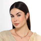 Rose Gold Plated Necklace With Matching Earrings