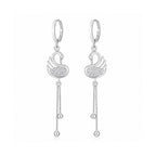 Silver Swan Dangle Earrings For Women