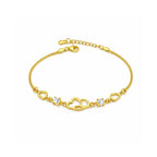 Double Heart Shape Gold Plated CZ Crystal Bracelet, Gift for Loved One, Valentine's Day Gift