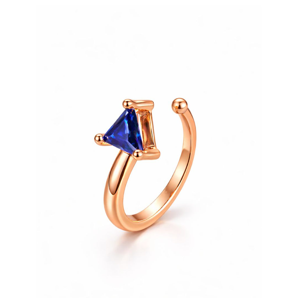Rose Gold Plated Blue Triangle Crystal Non-Piercing Nose Pin