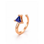 Rose Gold Plated Blue Triangle Crystal Non-Piercing Nose Pin