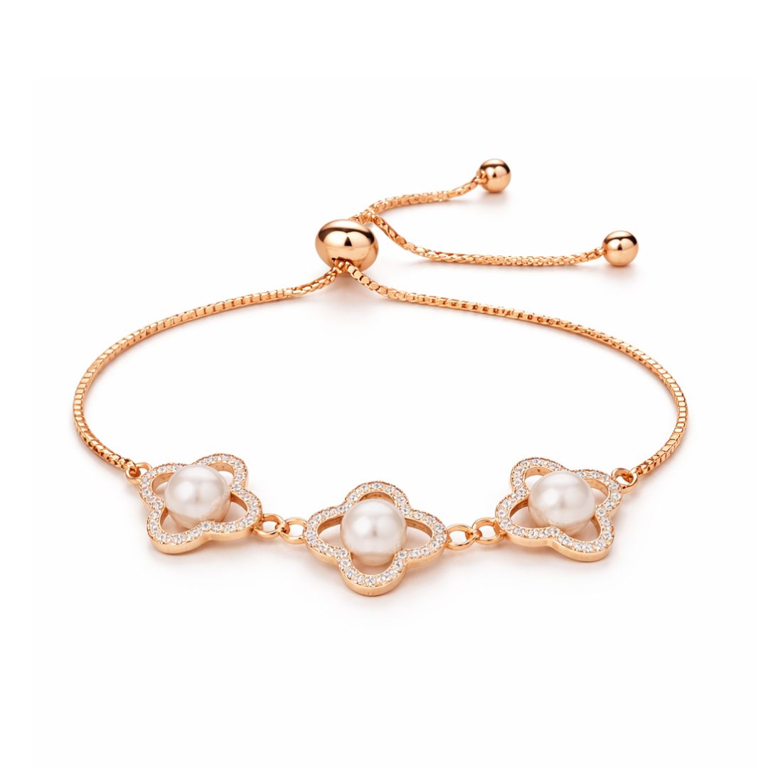 Rose Gold Pearl Adjustable Bracelet